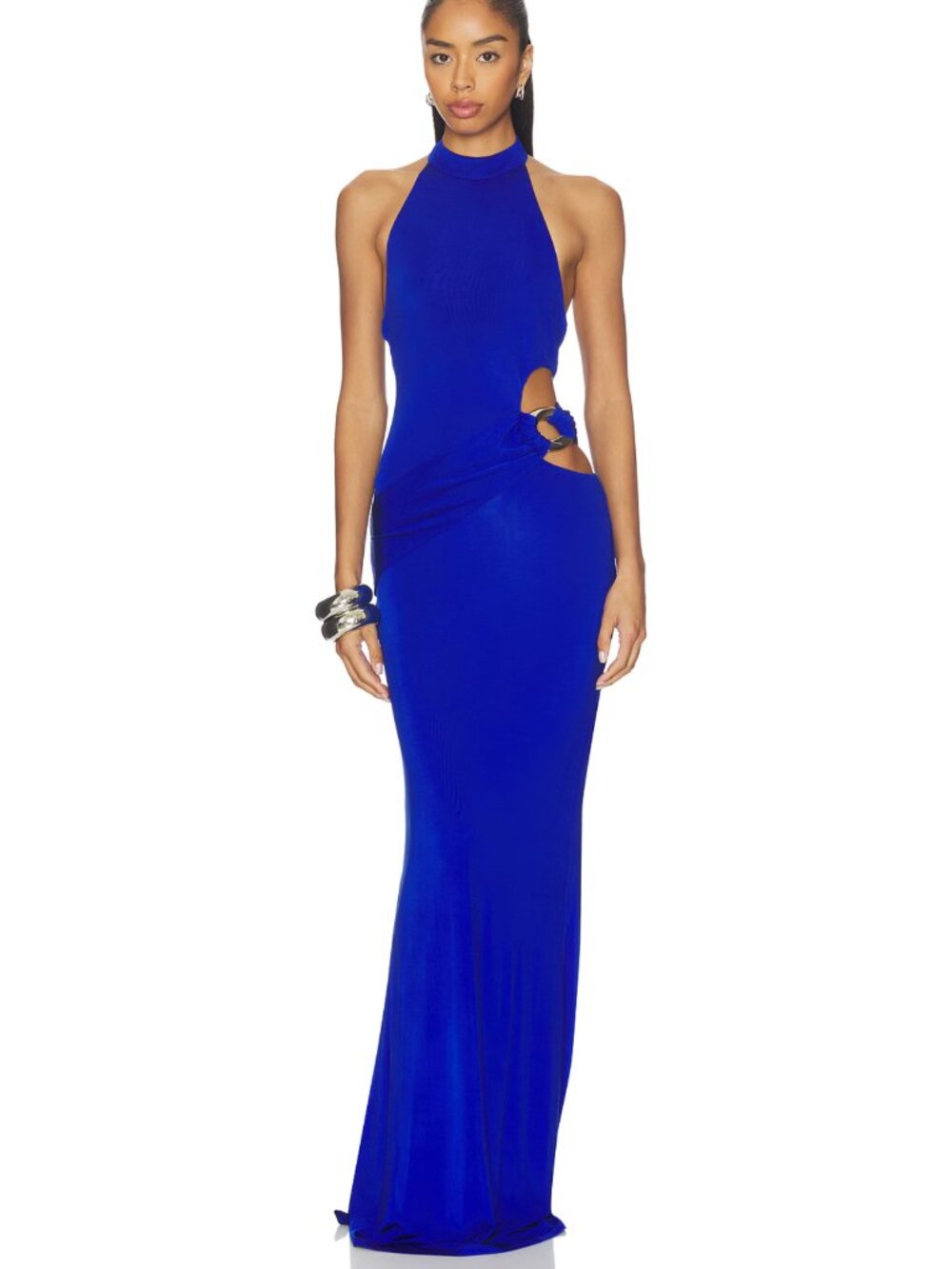 NBD Electric Blue Halter Cutout Maxi Dress